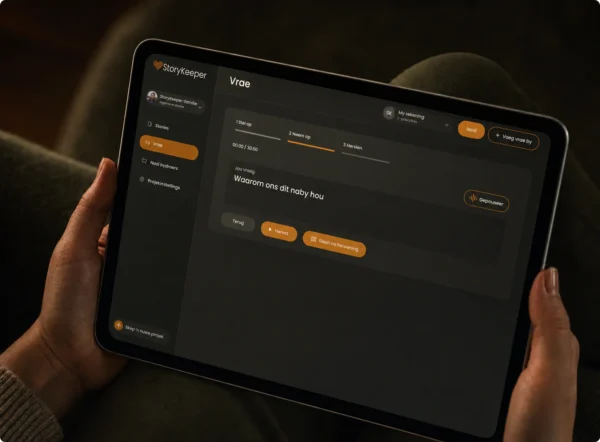 ’n Videoverhaal wat op ’n tablet onderbreek is.