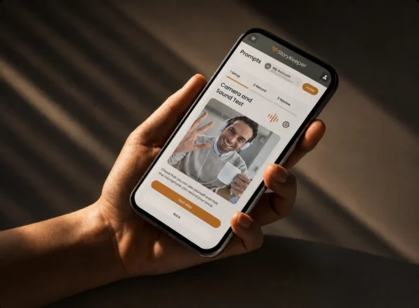 A video story being recorded on a smartphone.