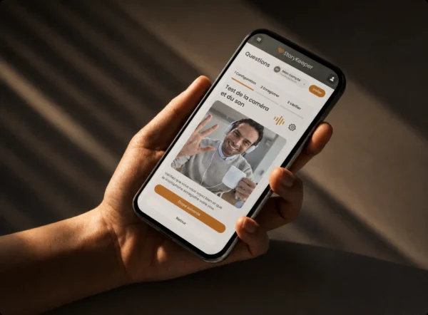 Un récit vidéo en cours d’enregistrement sur un smartphone.