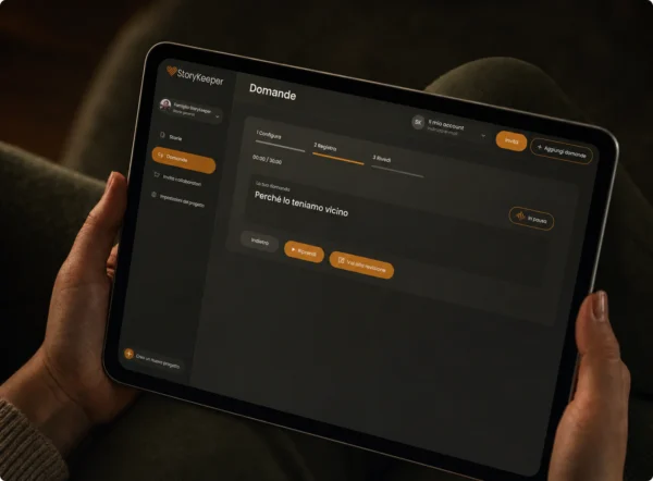 Una storia video in pausa su un tablet.