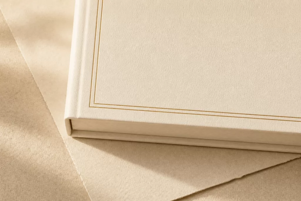 Close detail of a Keepsake Ivory StoryKeeper hardback cover