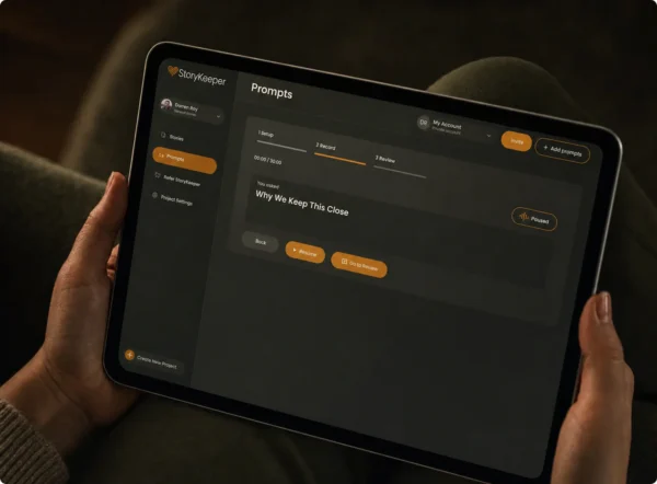 A video story paused on a tablet.